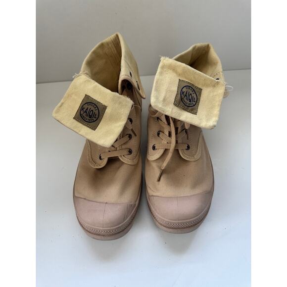 Kaiqi Casual Men’s High-Top Canvas Boots Size US 11.5–12 Beige Fold Over Combat - Picture 5 of 9